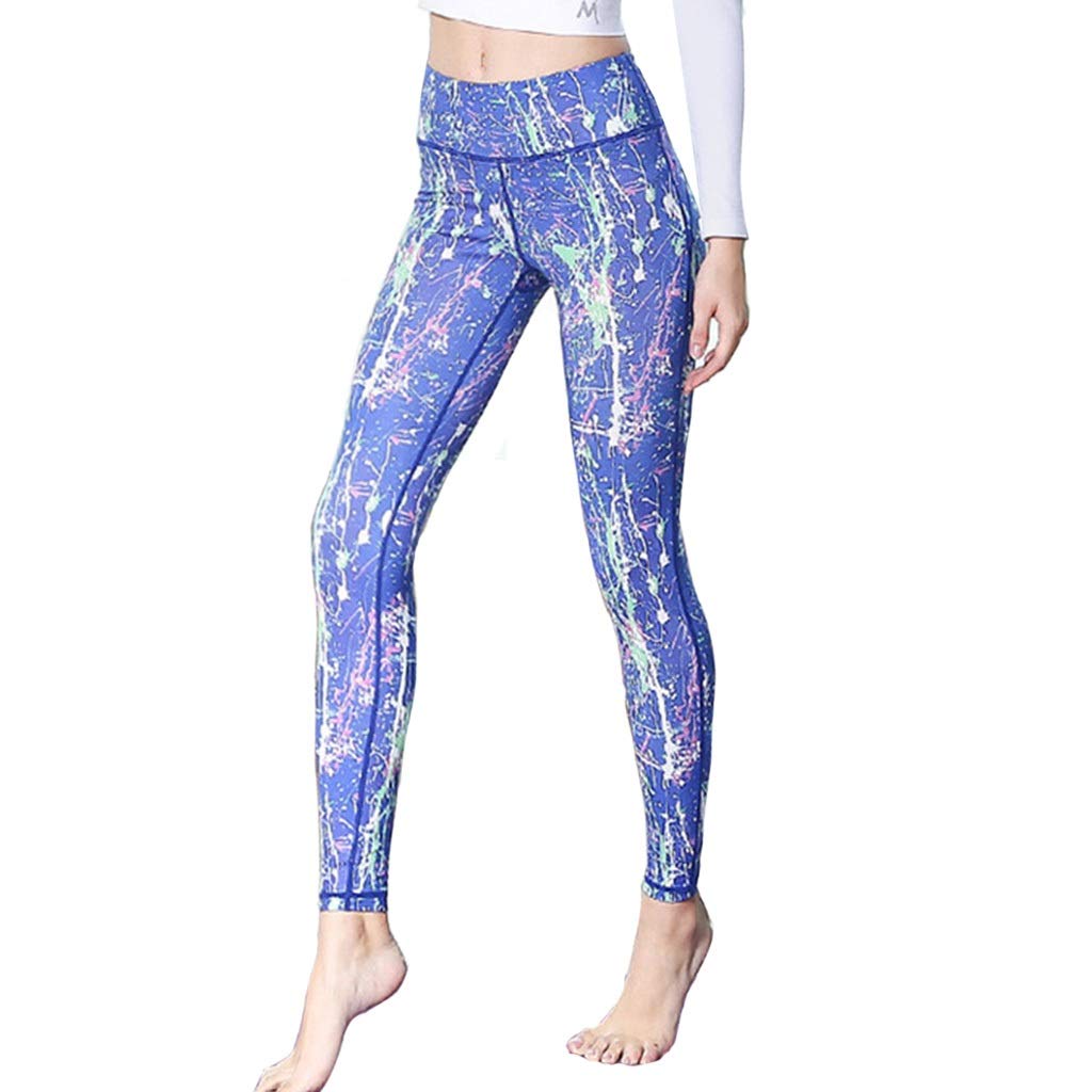Leggins para mujer Leggins Para Mujer Cintura Alta ,Nuevos Pantalones De Yoga Azules De Moda Para Mujer, Mallas De Mujer Absorbentes De Sudor Transpirables De Alta Elasticidad ( Color : Blue-4-XL )