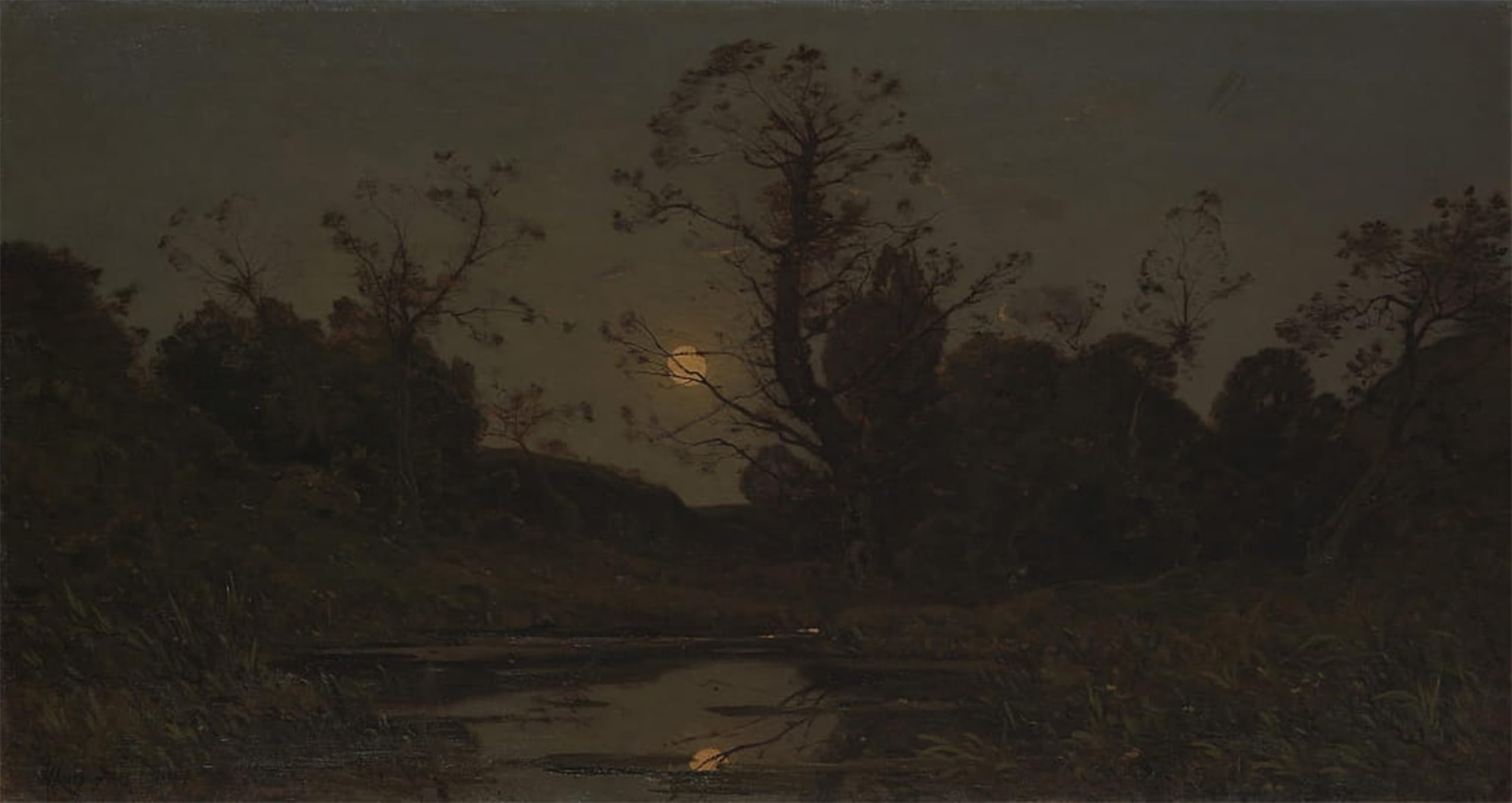 POSTERIIk Famous Modern Artwork Art Mural Moonrise by Henri Harpignies Oil Paintings Pictures for Home Decor 60x90cm