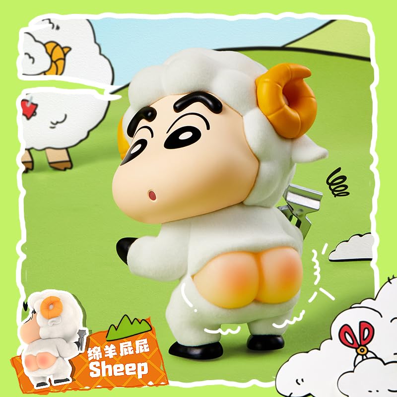 Image of MINISO Crayon Shin Chan Tushie Series Collection Vinyl Plush Pendant Surprise Box Figure Model Random Design Blind Box Toy Collectible Toy for Home Decor Birthday Gifts (Random One Figure)