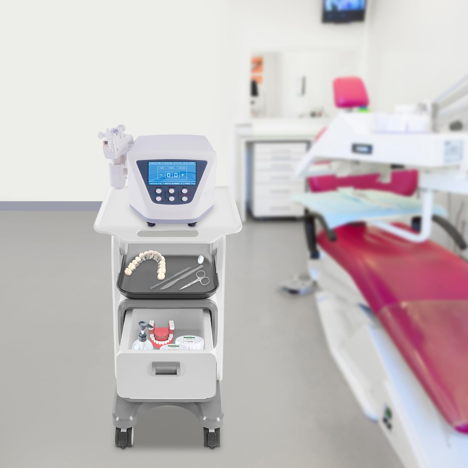 Medizinischer Wagen mit Schubladen, Kosmetikwagen, Medizinisch mit 4 Universelle Geräuscharme Räder, Medizinisch-dentaler Laborwagen, Gerätewagen mit Ablagefach
