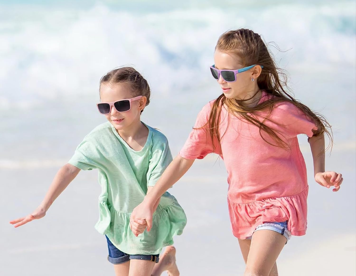 DEAFRAIN 2 Pack Kids Sunglasses Polarized for Boys Girls Sport Cycling Baseball Running Beach Glasses for Age 5-13