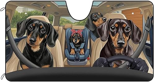 Miniatura 10 de CafeTime Parasol divertido para parabrisas de automóvil, Bull Terrier, parasol delantero de vehículo familiar, reflector de rayos UV, protector