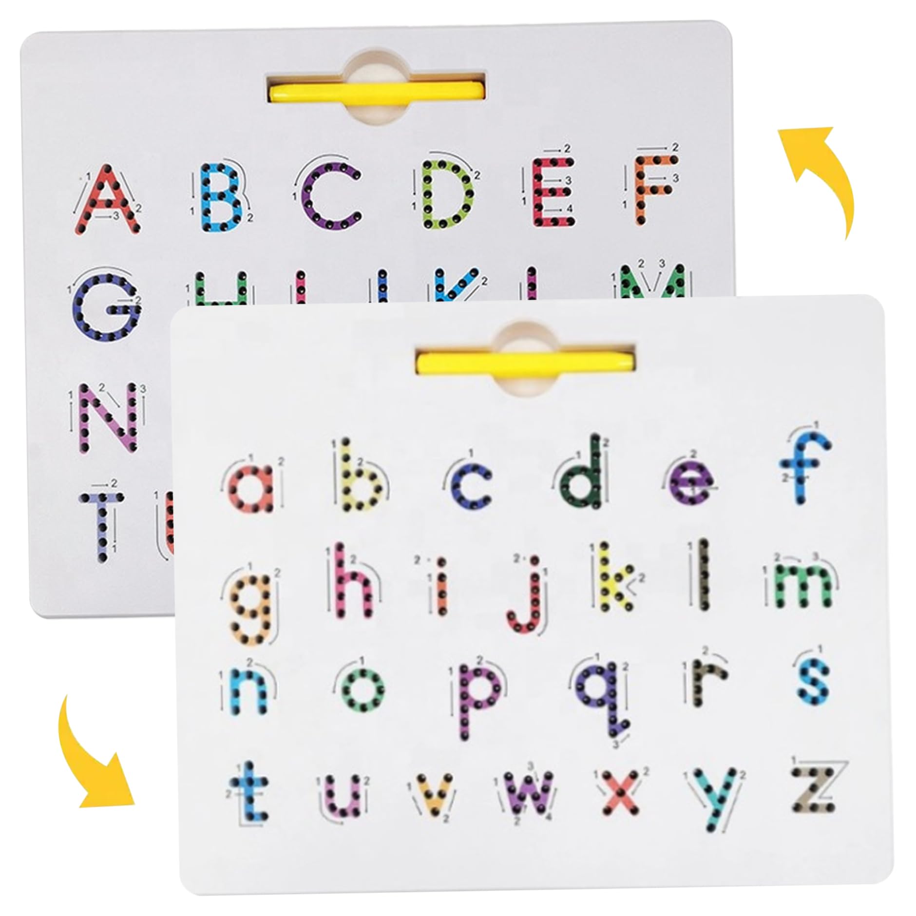Magnetic Letter Board Double-Sided Upper & Lower Case Alphabet Magnets Stroke Order for Toddlers Learning