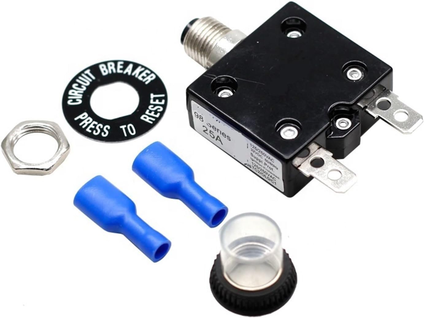 Thermal Circuit Breakers, Reset Overload Breaker Button 5-40A 250 Terminal Multicolor(25a)