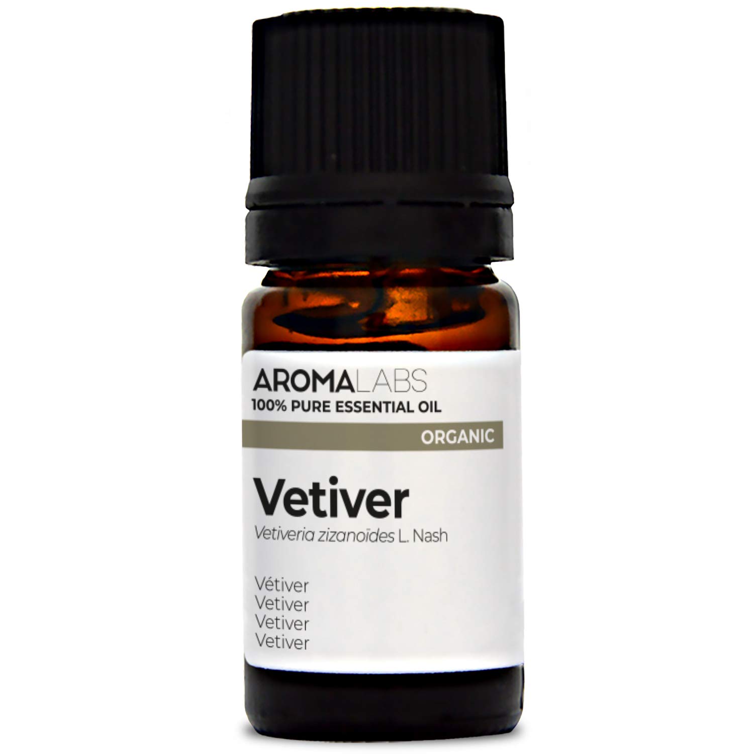 Aroma LabsBIO - VETIVER Essential Oil - 5mL - 100% Pure, Natural, Chemotyped and AB/Cosmos Certified - (French Brand)