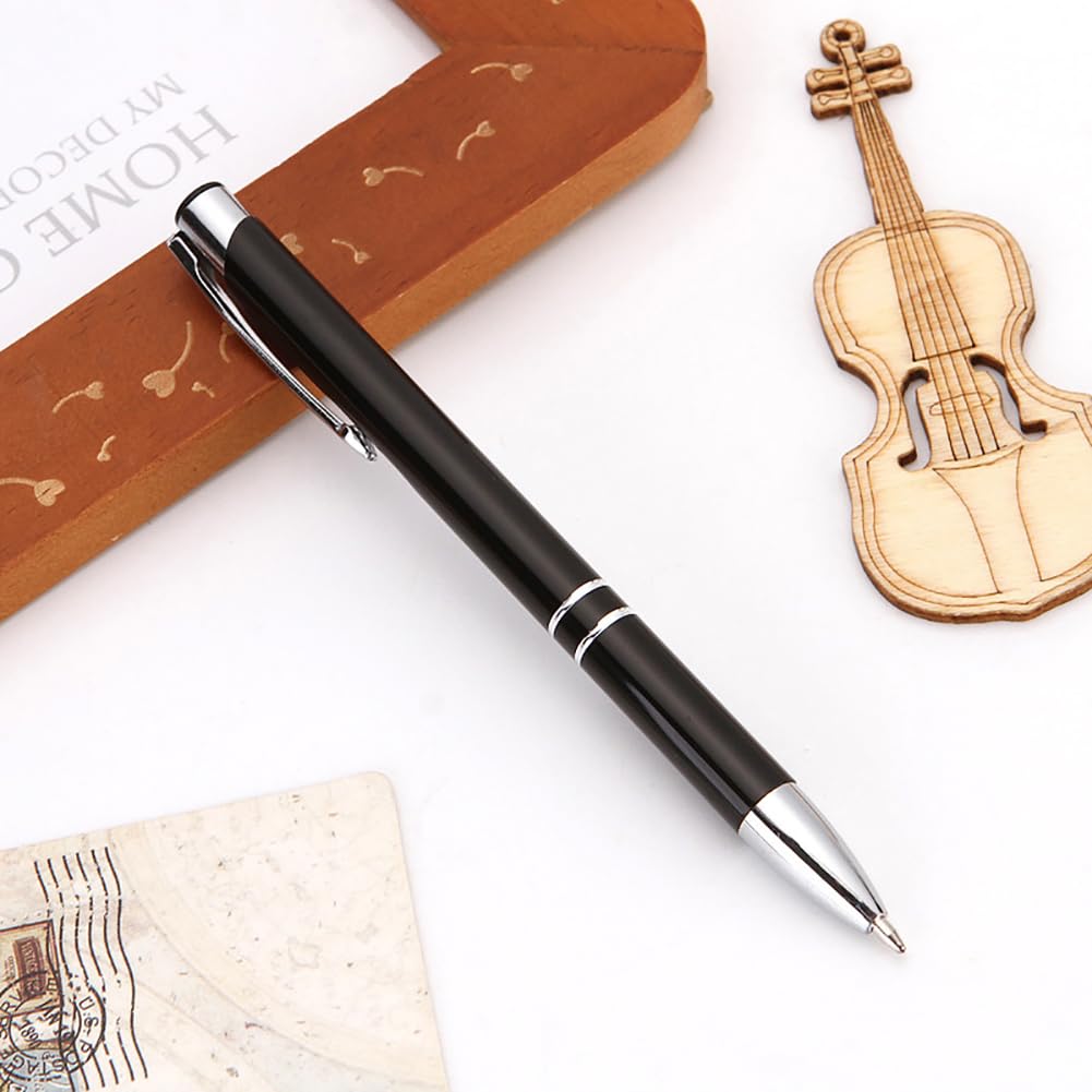 HugeDE 10 Pcs 1.0mm Metal Ballpoint Pens Retractable Black Ink Ballpoint Pens Comfortable Writing Pens Click Ball Point Pen for Colleagues Teachers Adults Black - Image 4