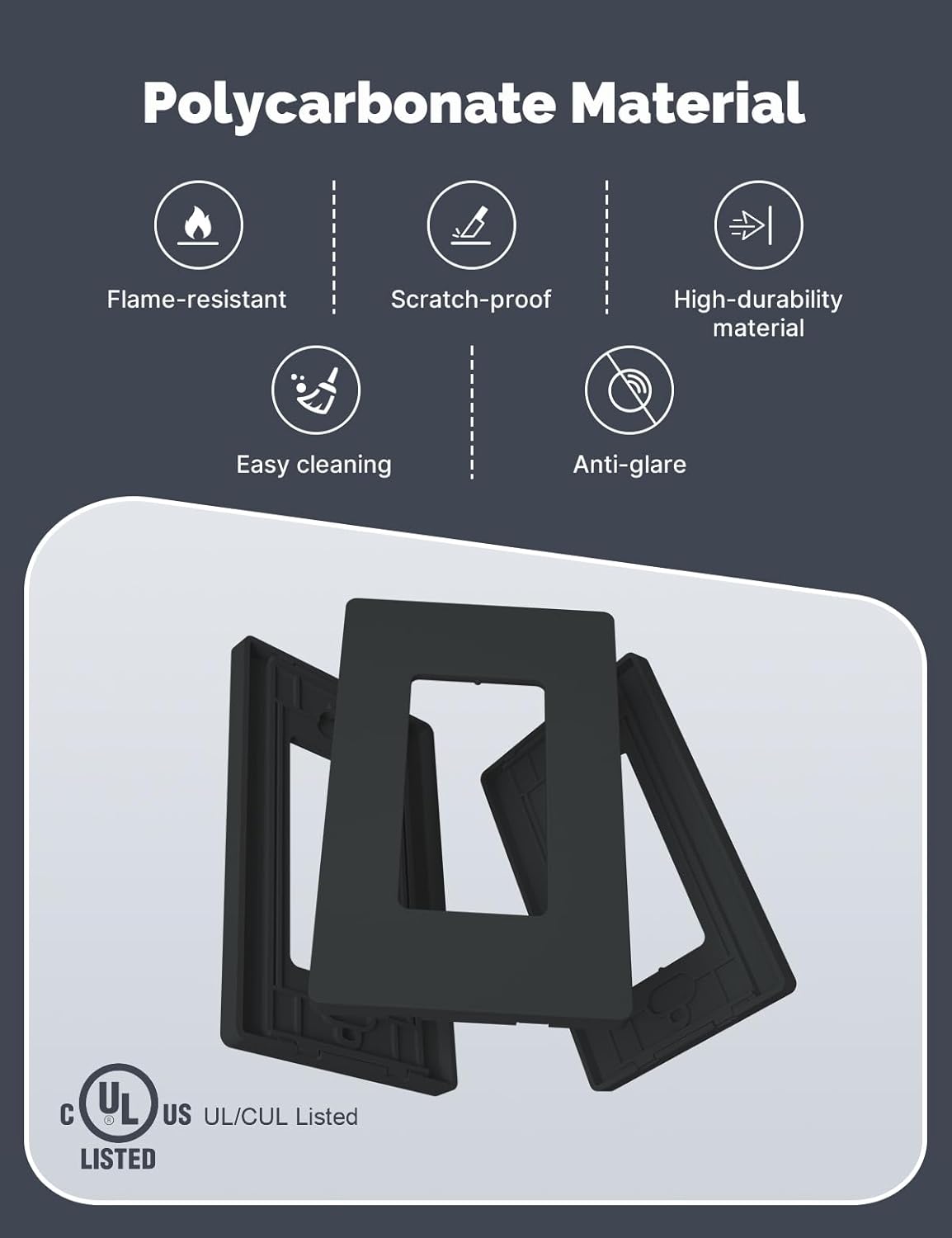 MORNING GROUP Matte Finish Single Decorator Switch Cover, 1-Gang Screwless Wall Plate, 4.53" H x 2.75" L, Polycarbonate Thermoplastic, UL Listed, Black, 10 Pack 1 Gang - 10 Pack Matte Black