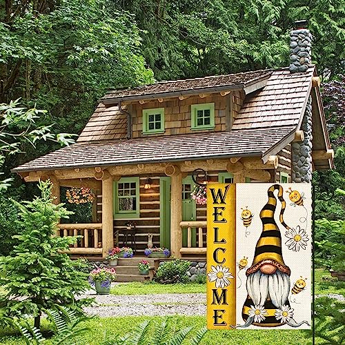 Avoin Colorlife Summer Welcome Bee Gnome Garden Flag Double Sided 12X18 Inch, Holiday Party Yard Outdoor Decoration #TOP3