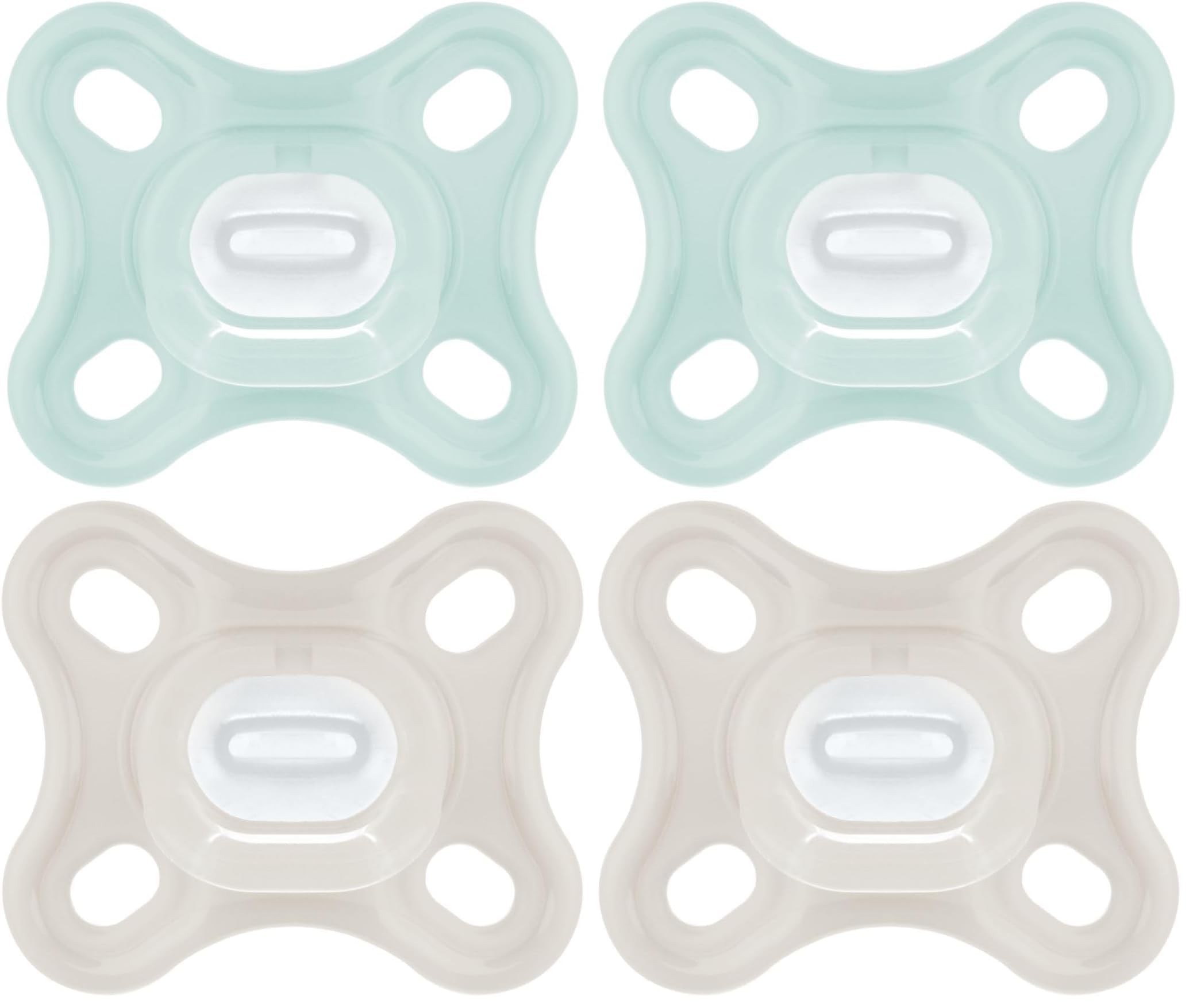 MAM Comfort Schnuller im 2er-Set, 0-2 Monate, Schnuller-Set für Früh- & Neugeborene, 100% MAM SkinSoft Silikon mit Schnullerbox, blau/türkis (Packung mit 2)