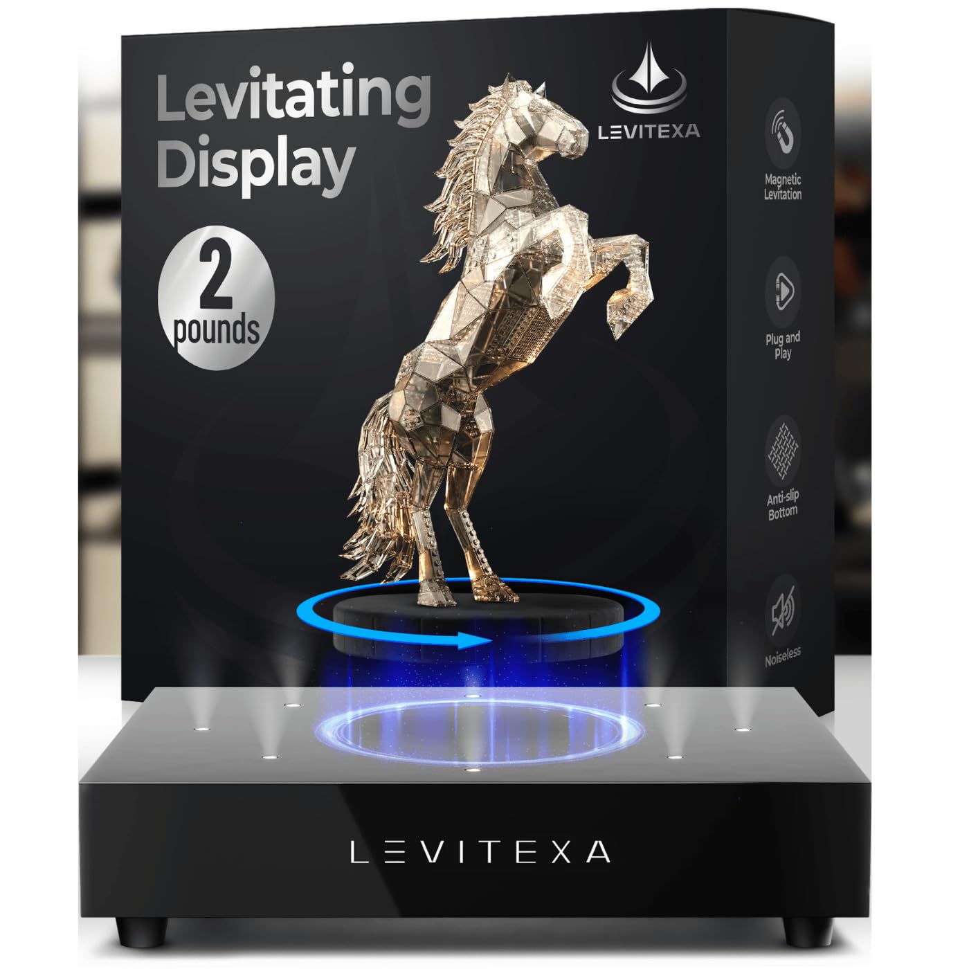 Stratus Magnetic Levitating Display Rack - Commercial Retail Store & Showcase Levitating Stand with Integrated Lighting 2 Pound Max Capacity Floating Display Rack - 1,400 Brick Piece Limit