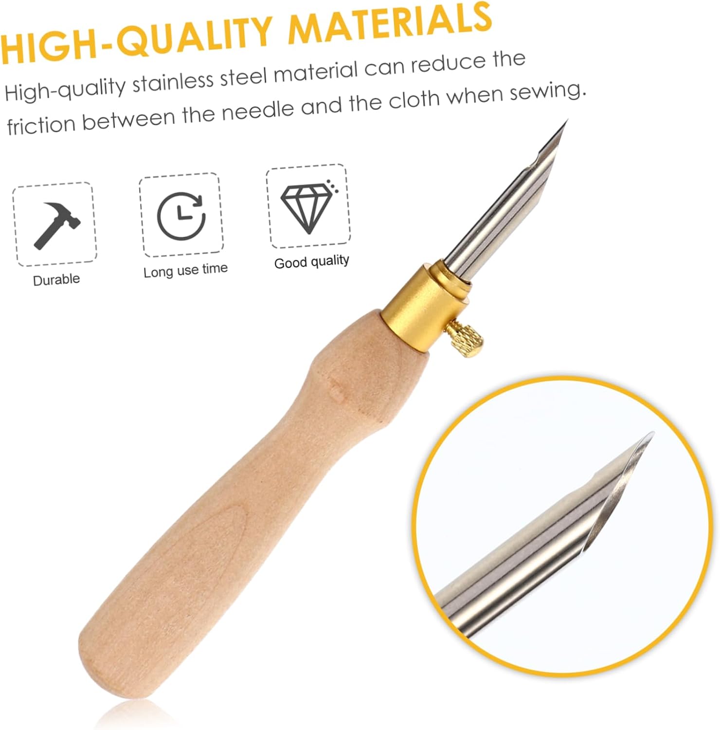 Gogogmee 2Pcs Punch Needle Embroidery Ergonomic Sewing Needle Tools Kit for DIY Crafting Comfortable Handle for Curtain Pillowcases and Clothing Projects