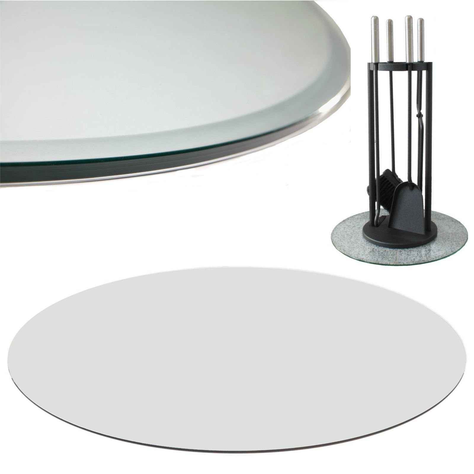 Euro Tische Glasplatte für Kaminofen und Tischplatte in 60cm Facettenschliff, Schutzplatte mit 6mm ESG Sicherheitsglas, Funkenschutzplatte, Glasboden für Kamin (Klarglas)