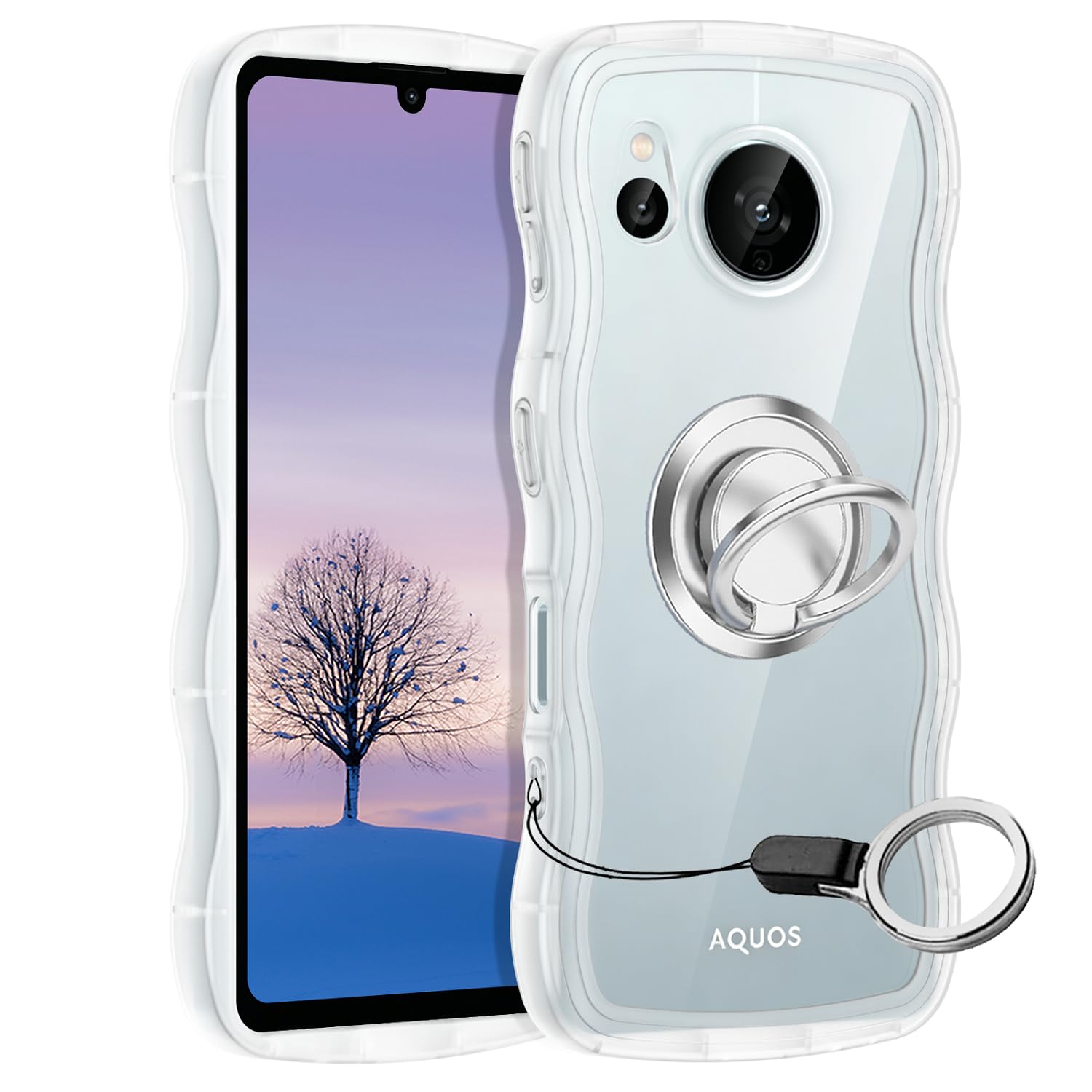 Amazon.co.jp: AQUOS sense7 ケース クリア ウェーブ リング付き SH