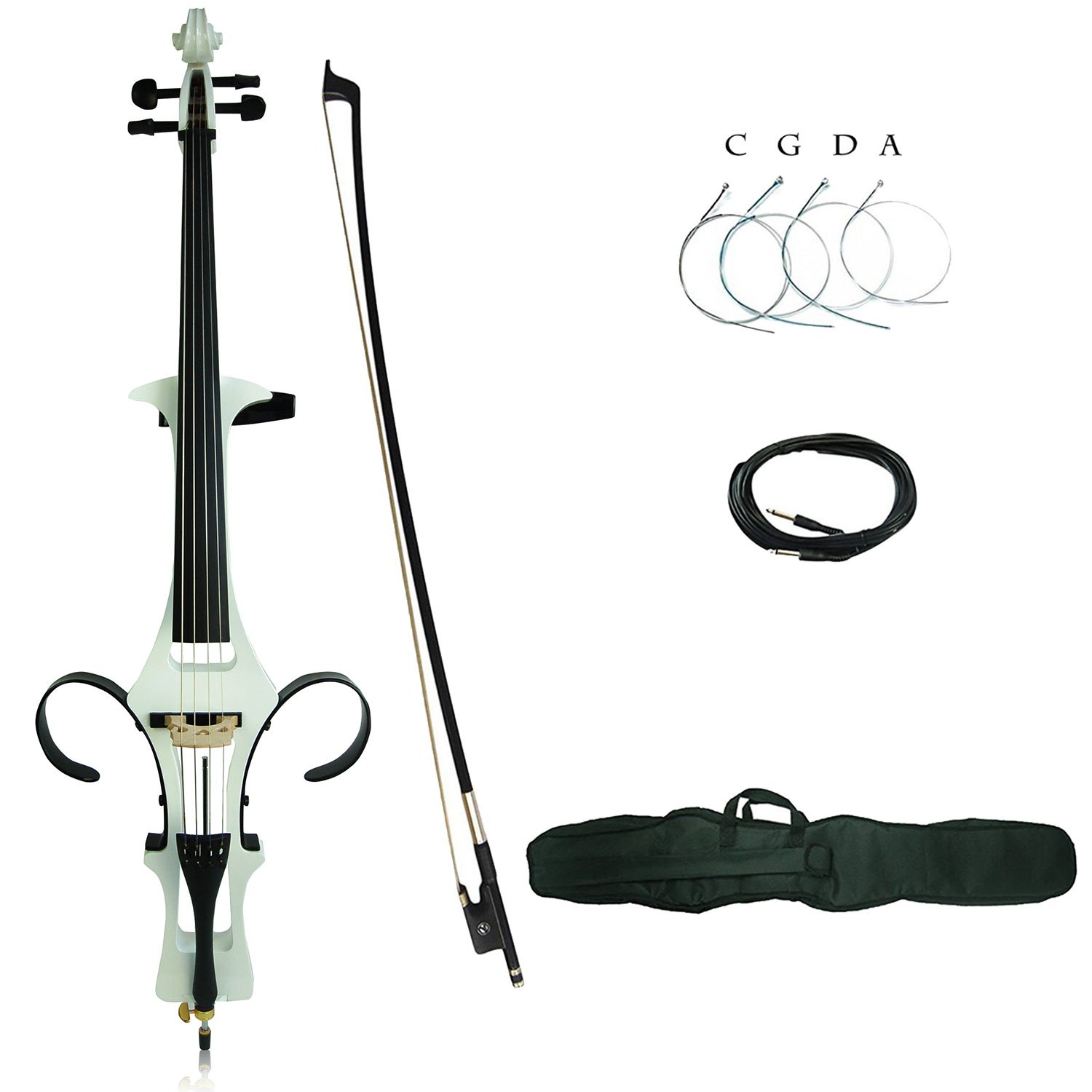 Aliyes Handmade Professionale Legno Massello Elettrico Violoncello 4/4 Full Size Silenzioso Elettrico Cello-Bianco