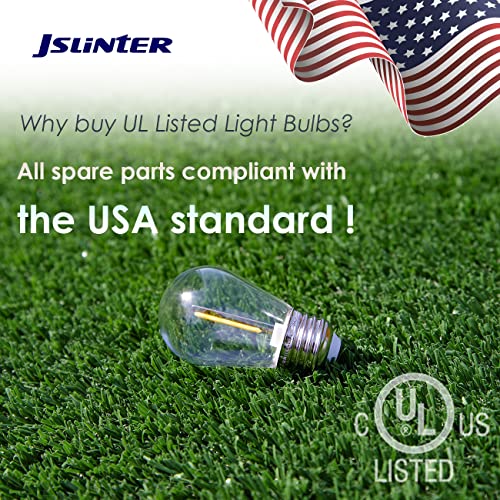 Jslinter S14 1W Outdoor String Lights Bulbs Led, Shatterproof & Waterproof, Ul Listed, 2200K Warm White, 11W Equivalent, E26 Base, Edison Vintage Style Replacement For Patio Garden, 16-Pack #TOP2
