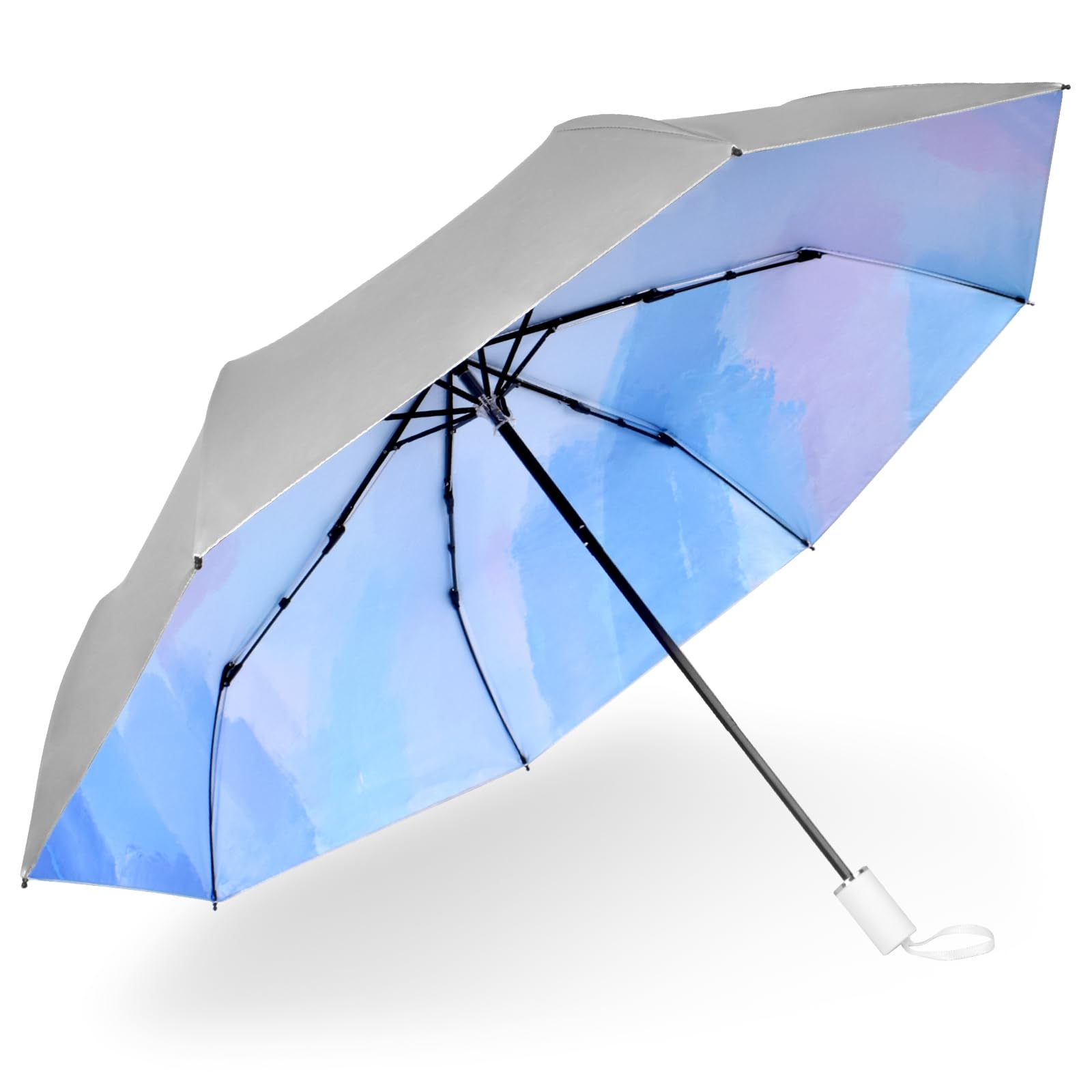 Cuby UV Sun Umbrella Compact Folding Umbrella lightweight Portable Manual Travel Umbrella for Rainproof & 99% UV Protection with Black Anti-UV Coating