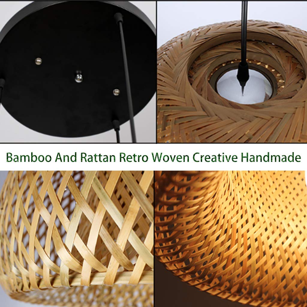 Lustre Rétro En Bambou Naturel Et Rotin Suspension Luminaire Tissée Lustre Rétro En Bambou Naturel Et Rotin Suspension Luminaire Tissée