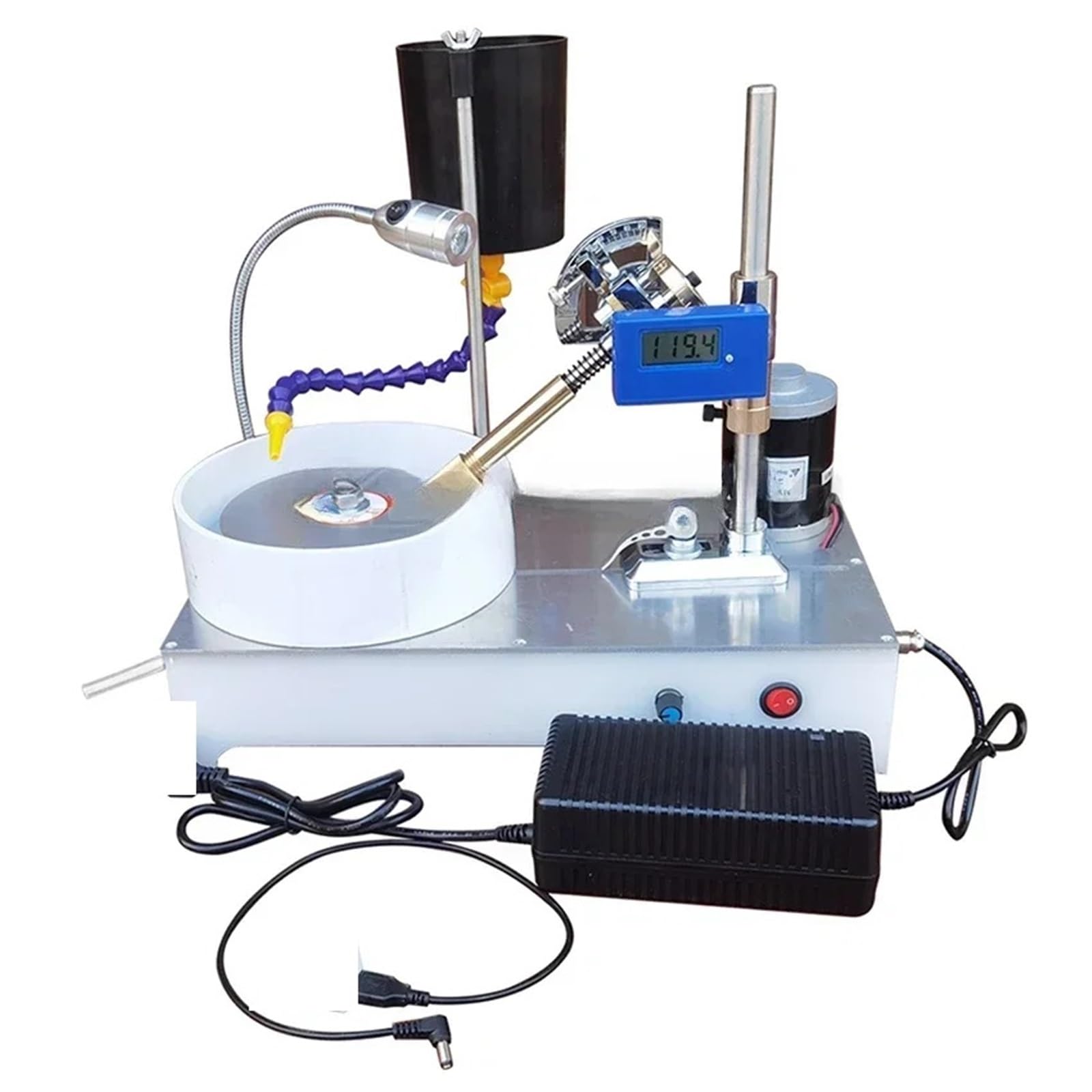 JVDDI Desktop Gemstone Grinding Faceting Machine Faceted Polishing Machine Jewelry Polisher Flat Grinder Lapidary 2800RPM 120W(Digital display)