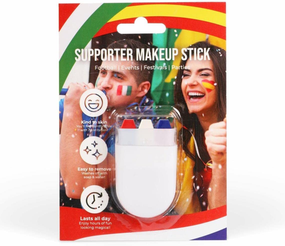 Rot, Weiß & Blau Facepaint Stick – 24 Stück – Rot, Weiß und Blau Farbiger Make Up Stick – Sportfans Gesichtsfarbe Make-up Fußball Rugby Sportveranstaltungen