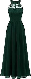 Women's Formal Dress, Halter Long Prom Dress Floral Lace Bridesmaid Dresses - Buy now