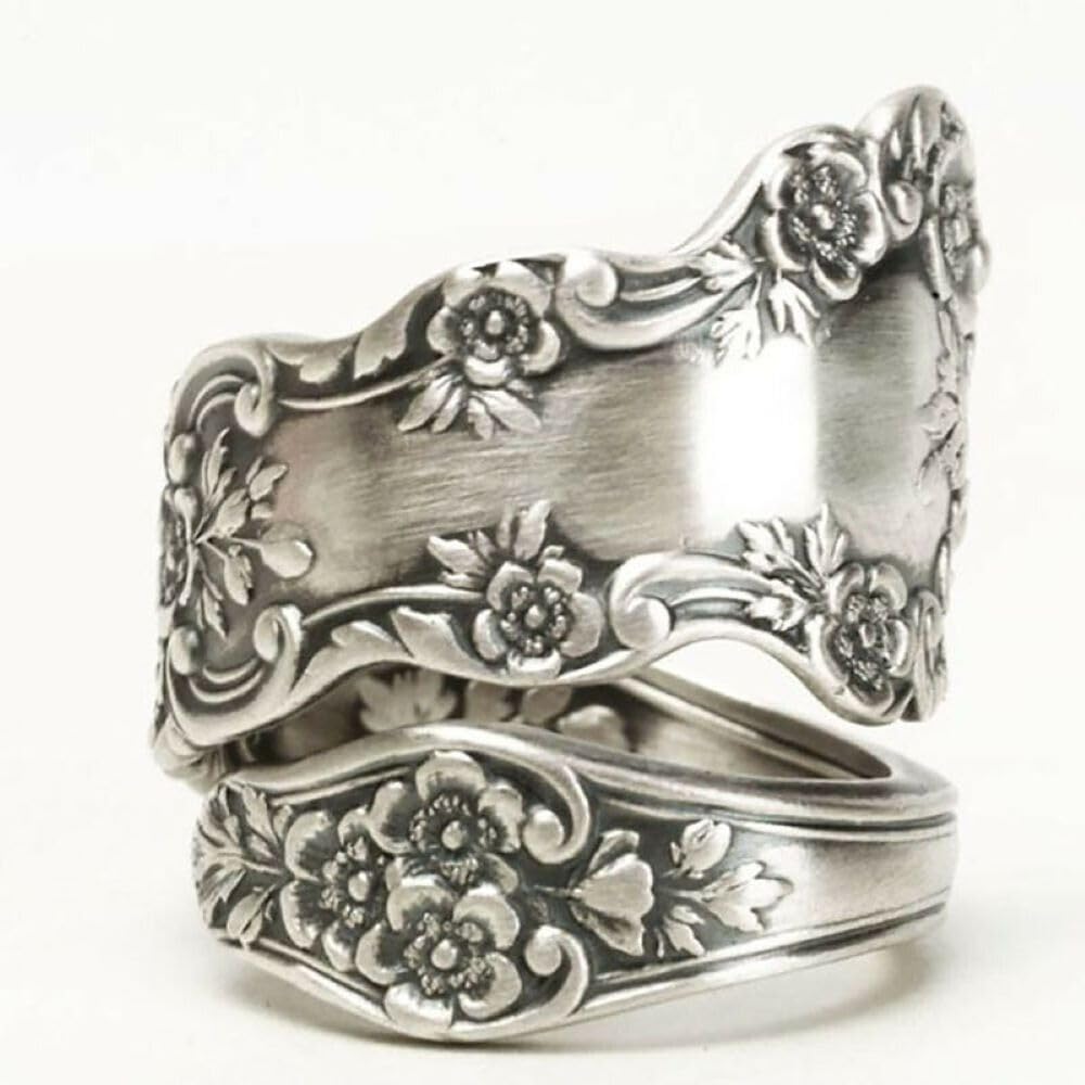 Bague de pouce antique vintage argent cadeau idéal femme style fleur boho unique - 6