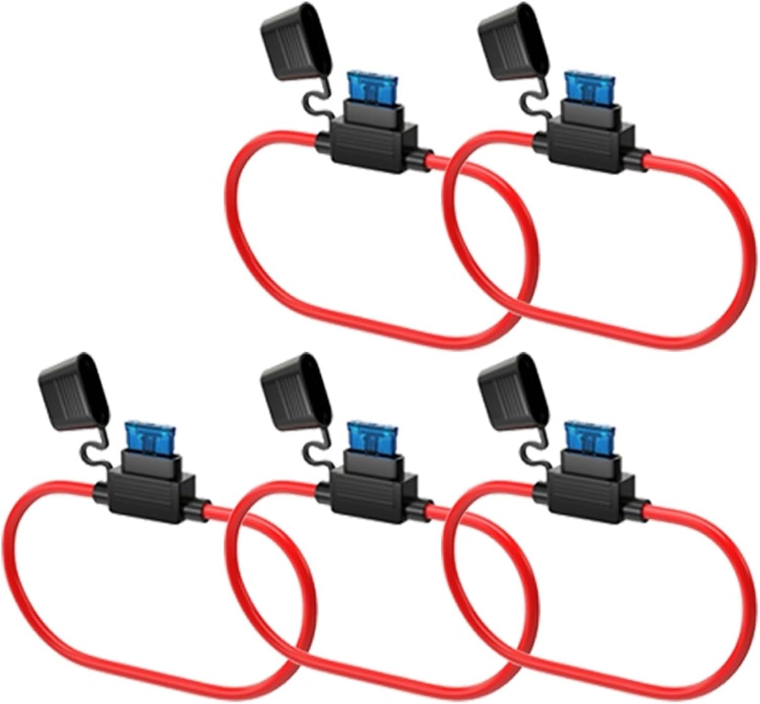 10Pcs Car Mini Waterproof Fuse Box Blade Type in Line Fuse Holder Power Socket 14AWG for 2V 30A Car Motorcycles Car(5Pcs 14AWG)