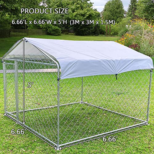 Dog Kennel Outdoor With Roof Dog Kennel Cage Withwater-Resistant Cover Heavy Duty Outdoor Fence Dog Cage Galvanized Steel Dog Fence For Backyard Garden (78.74" L X 78.74" W X 59" H) #TOP3