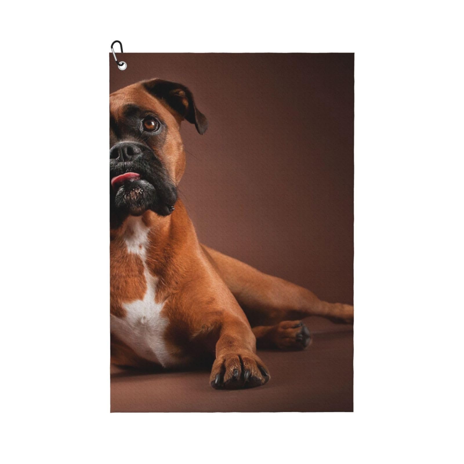 Hnnkloy Cool Lying Boxer Dog, 16x24 in Portable Waffle Golf Towels with Carabiner Clip for Golf Bag