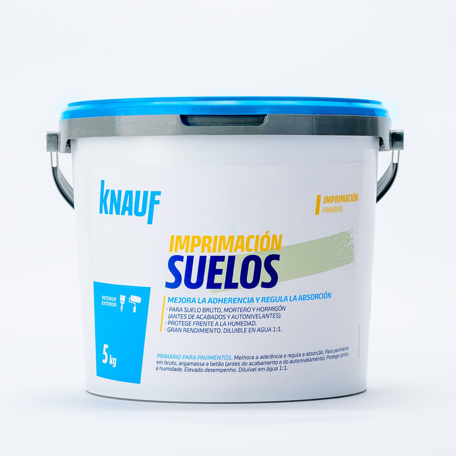 KNAUF - Imprimación Suelos 5 kg - Color Verde - Apto para Suelos Absorbentes, Brutos Morteros y Hormigón - Mejora Adherencia y Regula Absorción - Protege Frente a Humedad - Listo para Usar