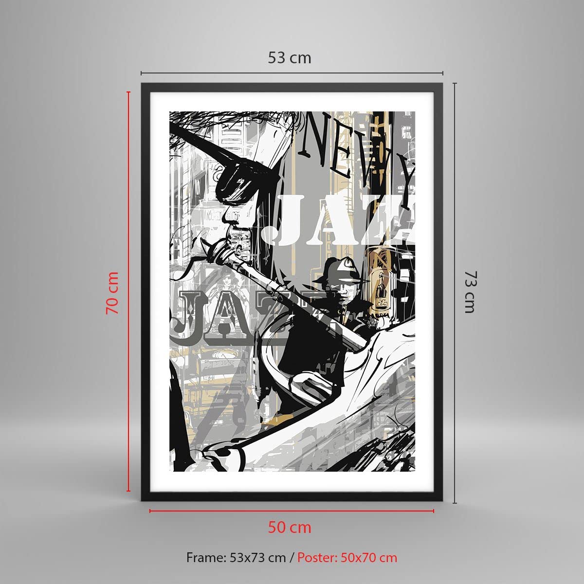 Decorativi Stampa da Parete 50x70cm Poster da Parete jazz musica musicista Cucina Decorazione Murale Wall Art Cornice Nera Quadri Moderni Soggiorno Camera da Letto Grafica Immagini - P2BPA50x70-3792