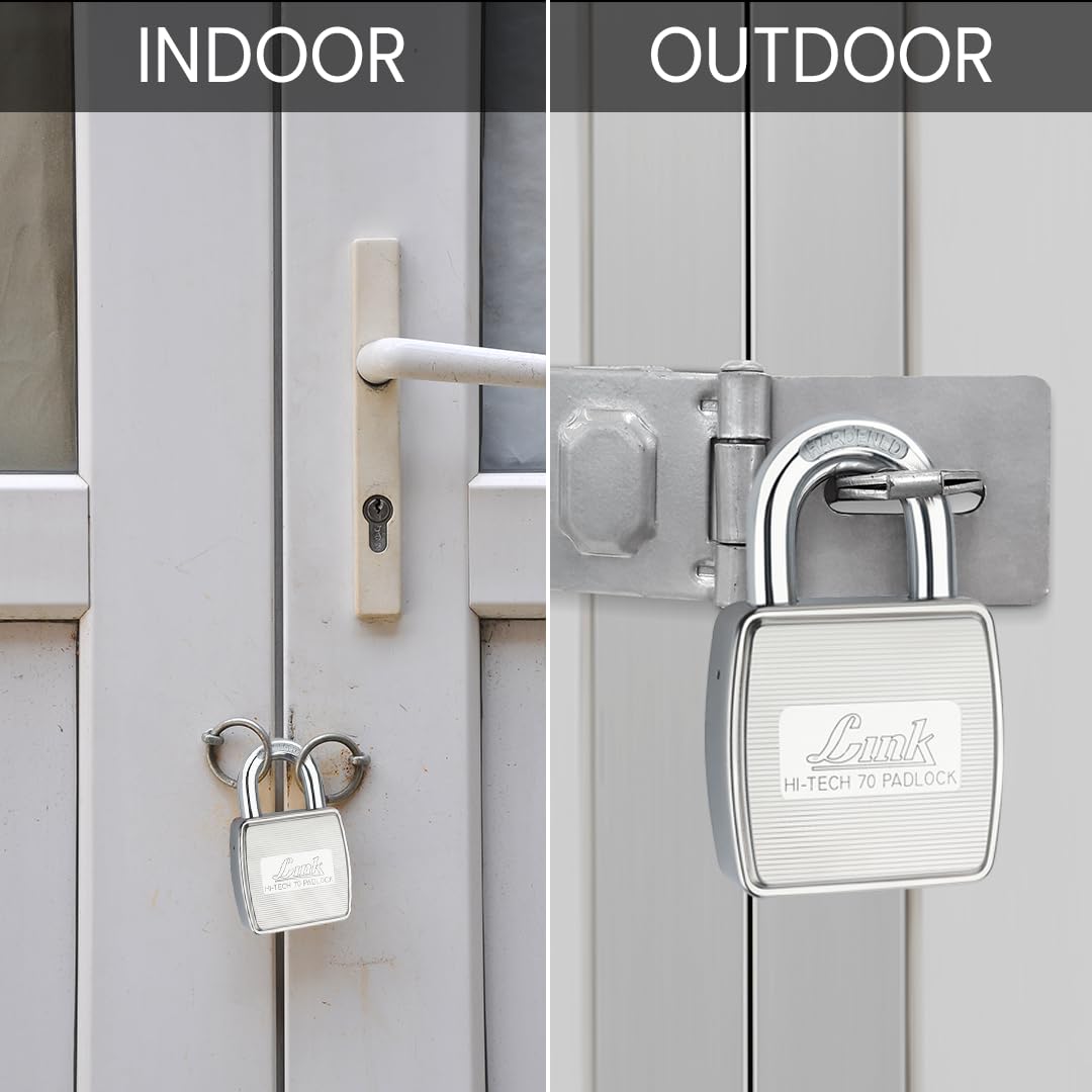 Link® Hi-Tech 70mm Padlock | Stainless Steel Body | Hardened Shackle | 1 Padlock | 3 Silver Keys with Hi-Tech Nickle | Made in India | 15 Years Warranty — Amazon image 6
