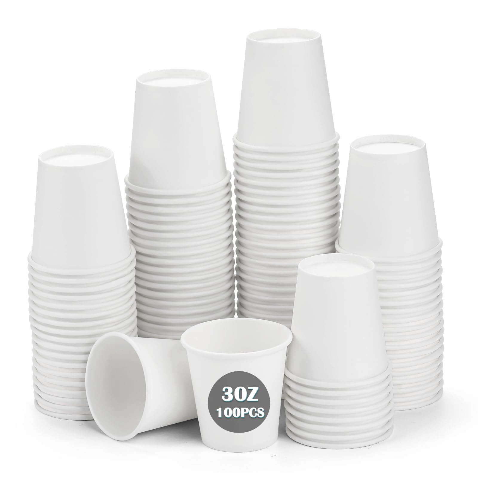 Wuadua 3 oz Bathroom Paper Cups 100 Pack Small Disposable Mouthwash Cup
