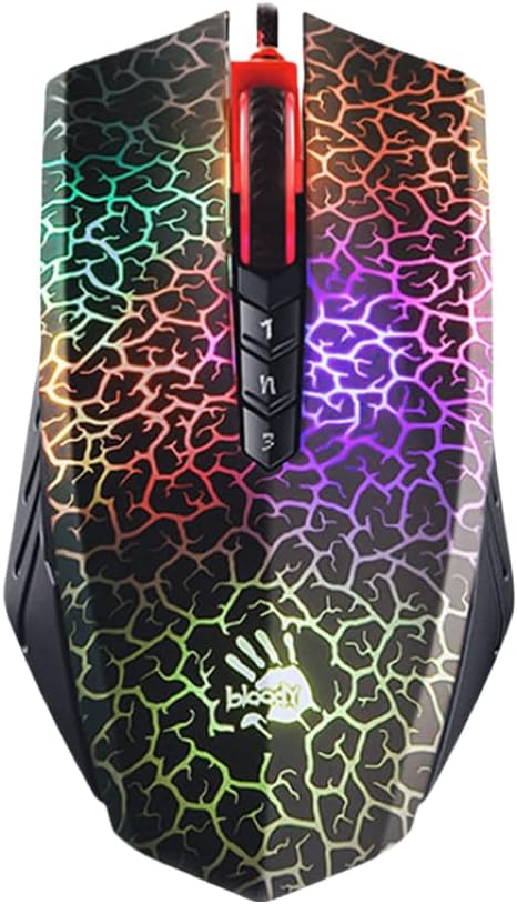 Bloody Light Strike Gaming Mouse, Gaming Precision (4000 CPI), 6 Sniper Modes, Armor Boot, Metal X'Glide 3 Shooting Modes in Left Button, Ambidextrous Fit, Extreme Core 4, Infrared-Wheel Mouse - Black