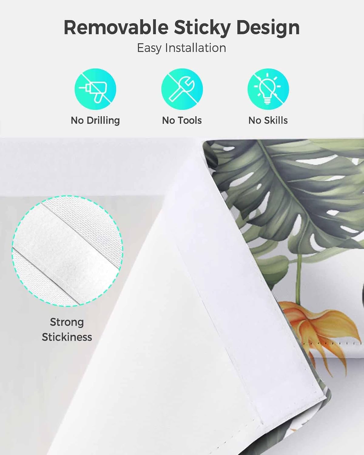 Palm Leaves Blackout Door Curtain Panels,Privacy French Front Patio Sidelight Door Thermal Insulated Tie Up Shade Rod Pocket Window Drapery Tropical Summer Beach Watercolor Green White 26x20(1 Panel)
