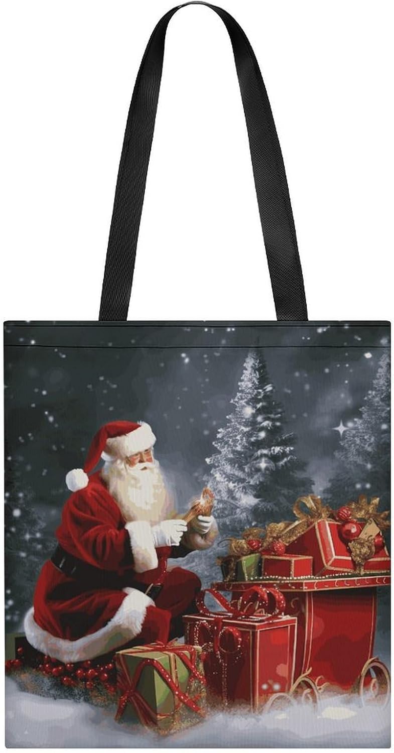 Merry Christmas Santa's Gift Tote Bag Large Treat Bags for Women Men