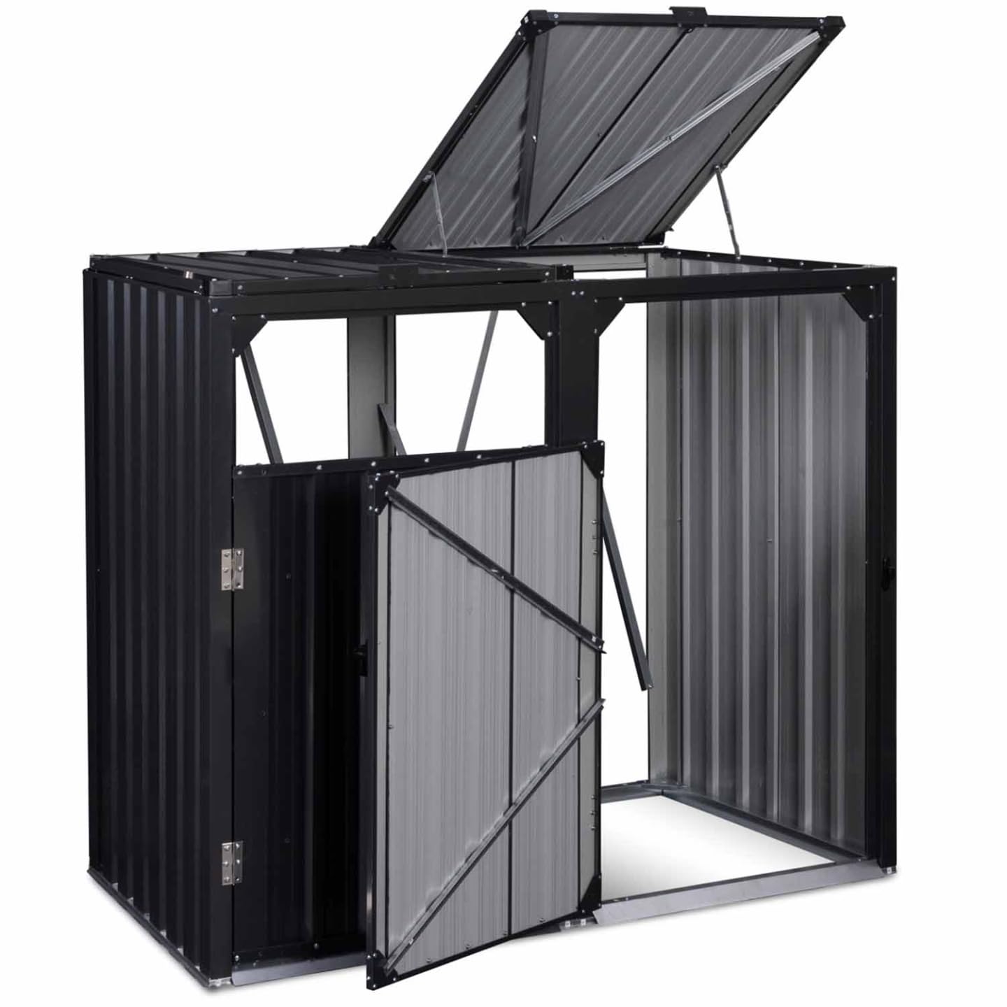 IDMarket - Cache Poubelle Double en Acier Gris Anthracite