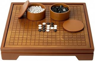 Composite Board Game Wooden Game Set Tabletop Strategy with Stones Carved Grid Low Profile Raised Frame Elegant Design, 42 42 8cm, Style to 2