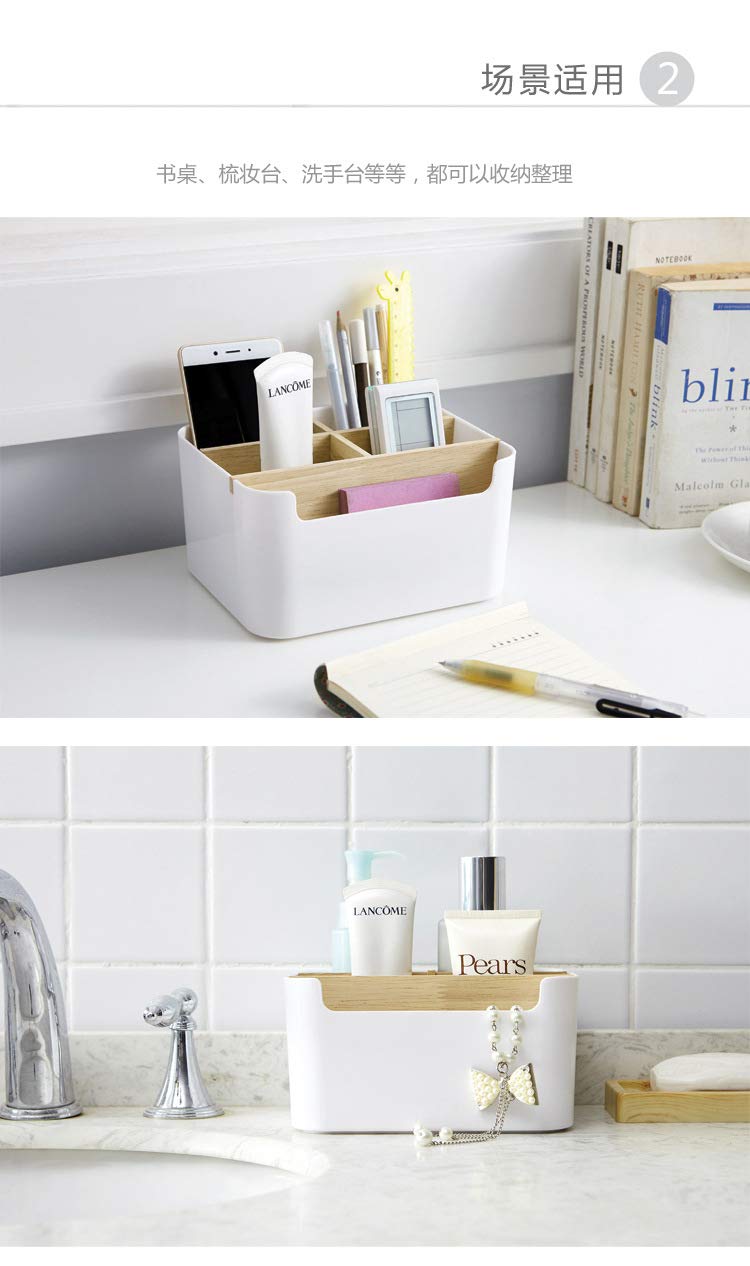 Bureau Organizer Houten Desktop Organizer Desktop Afstandsbediening Houder Schrijfwaren Opbergdoos voor Home Office 14,3 x 9,2 x 12 cm