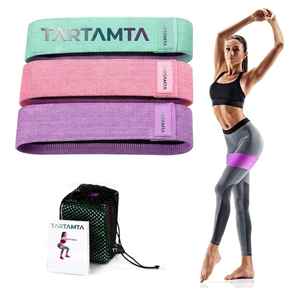 Heavy Duty Fabric Resistance Bands Set with Carry Bag, 3 Pcs | Hip & Booty Bands, Home Gym & Yoga, Pilates & Squats, Glute & Leg Workout, For Women-image-9