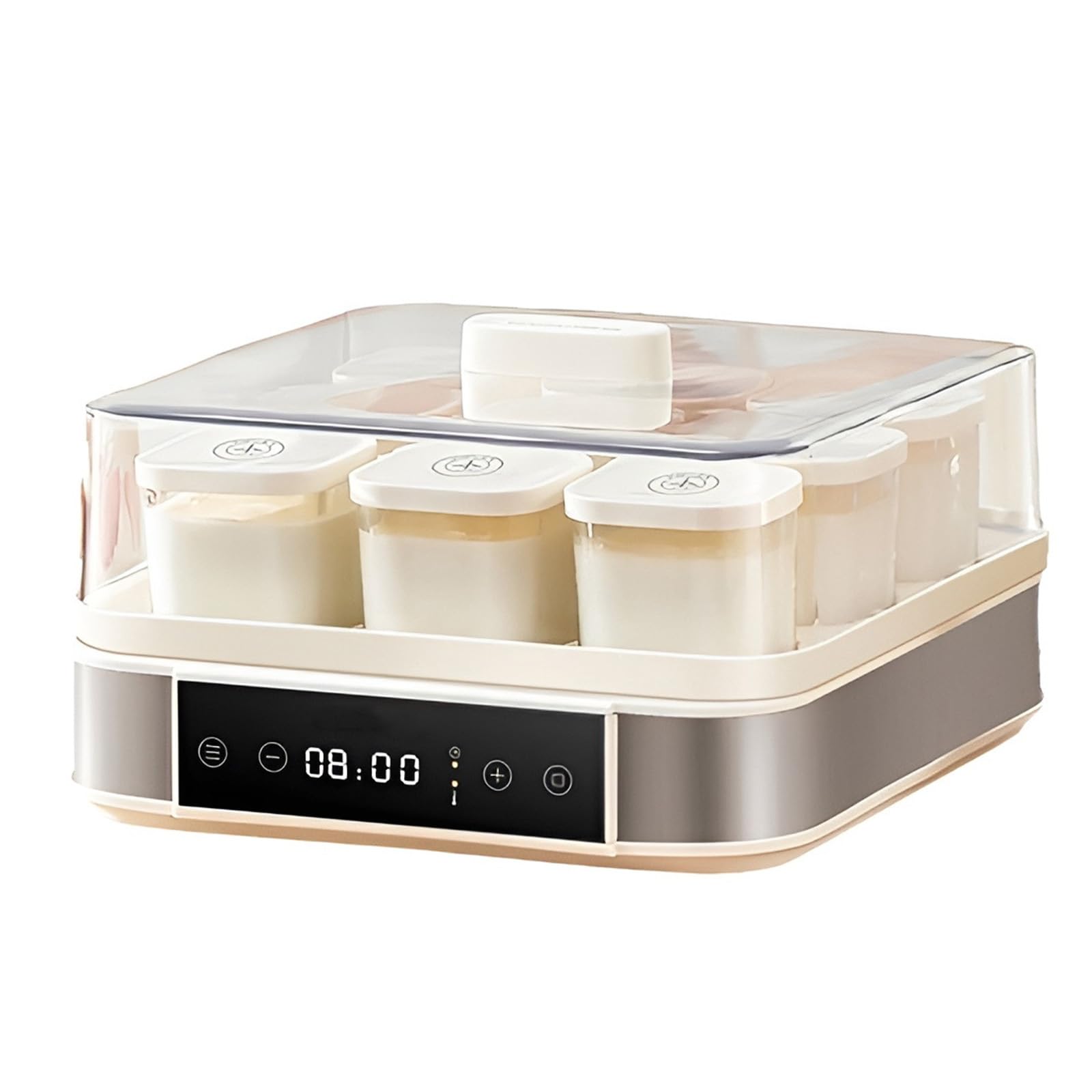 Fabricante de Yogurt Digital, Fabricante automático de Yogurt con Control de Temperatura y Control de Tiempo, 9 pcs frascos de Vidrio 52 oz Fabricante de Yogurt de Acero Inoxidable