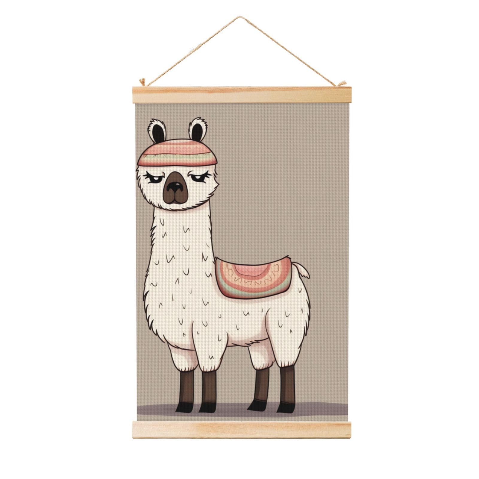 No Drama Llama Posters Wooden Shaft Hanging Poster Canvas Prints Scroll Wall Art Painting Vintage Wall Banner Modern Artwork Decor for Home Decor Ready to Hang 20"x30"