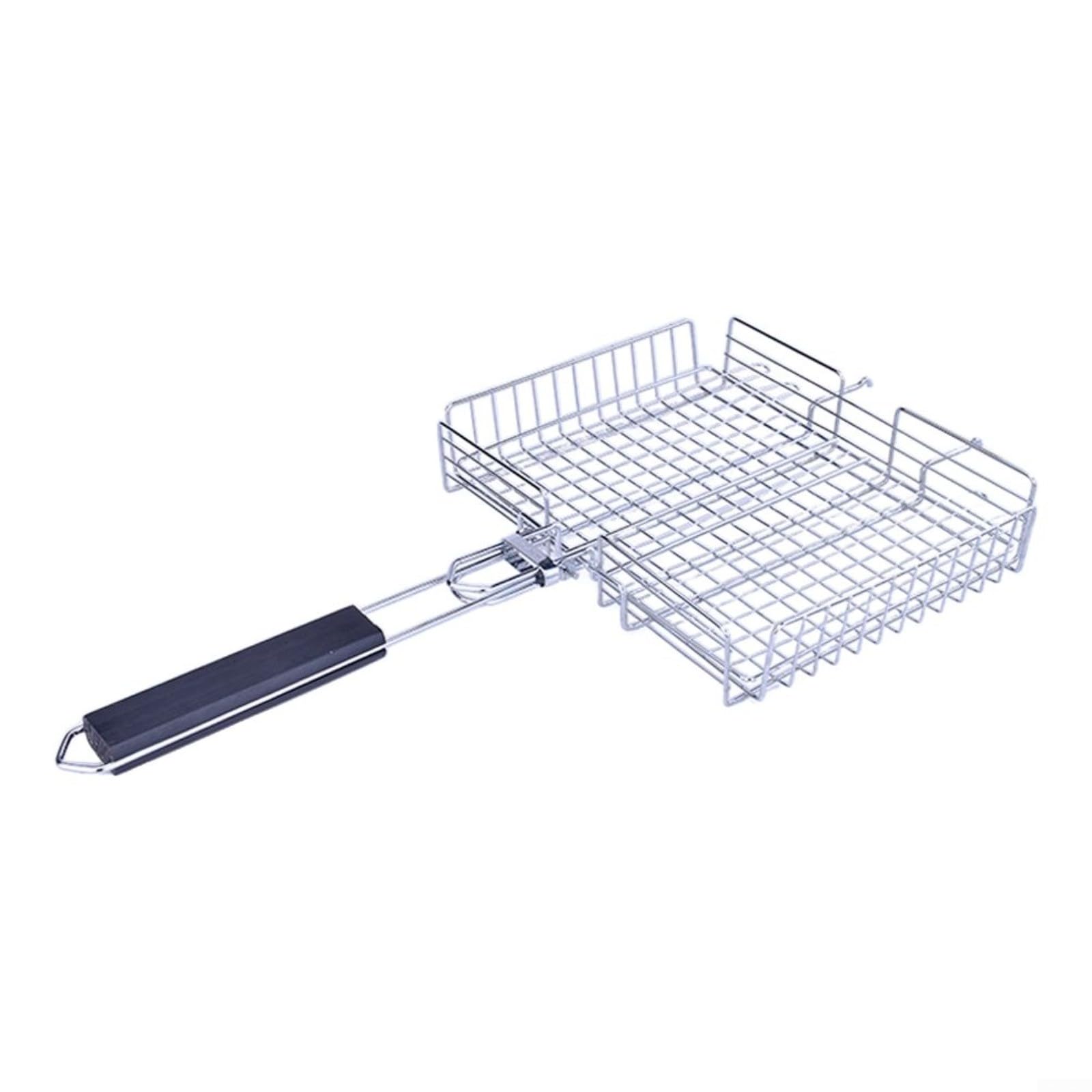 Griglia pieghevole per barbecue, in acciaio inox, con chiusura di sicurezza, borsa portaoggetti e manico rimovibile, 31 x 25 x 55 cm