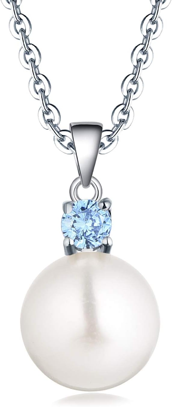 925 Sterling Silver Freshwater Cultured Pearl Pendant Necklace JO WISDOM Jewelry for Women,Girls