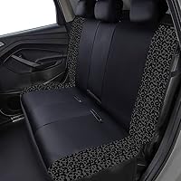 Vista 5 de Flying Banner Fundas para Asiento de Vehículo de Fibra de Carbono y Cuero, Gris Leopardo Negro, Ajuste Universal - 8 Piezas