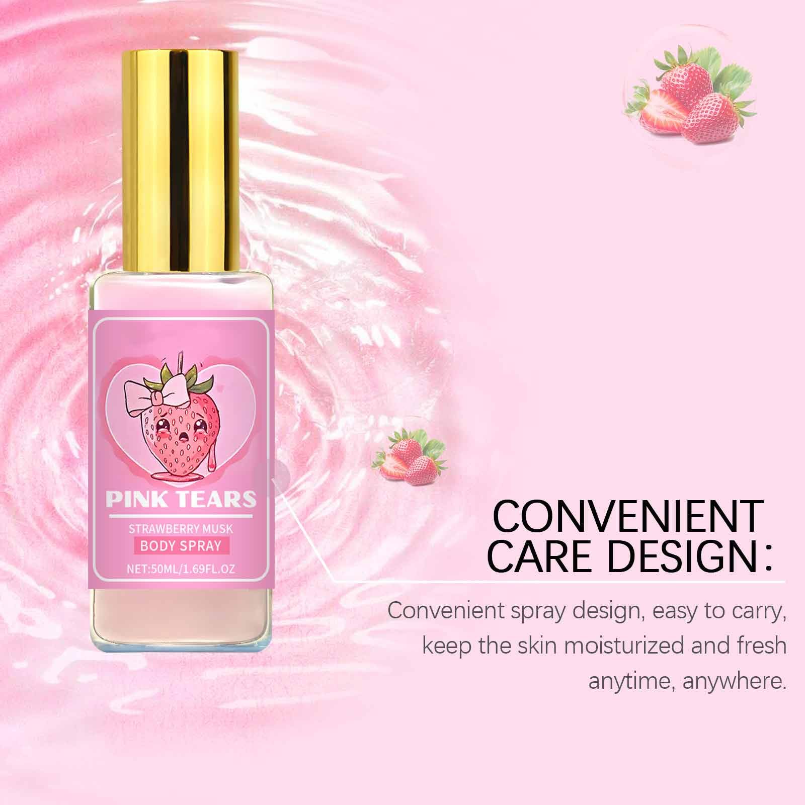 ZIGFRUIT Pink Tears Body Perfume,Fresh Strawberry Body Milk Mist Spray