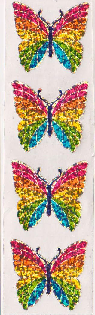 Rainbow Butterfly Glitter Stickers - 2 Sheets