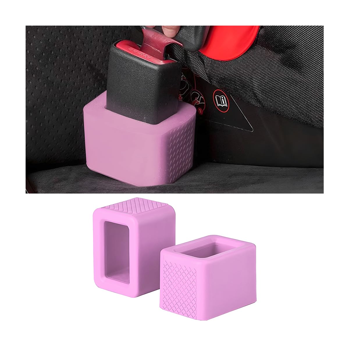 BELOMI 2 Pack Seat Belt Buckle Holder, Easy Access to The Buckles of Rear Seats, Silicone Seat Belt Buckle Booster Fit for Kids, Car Seatbelt Holder Makes Receptacle Upright Buckling (Pink)