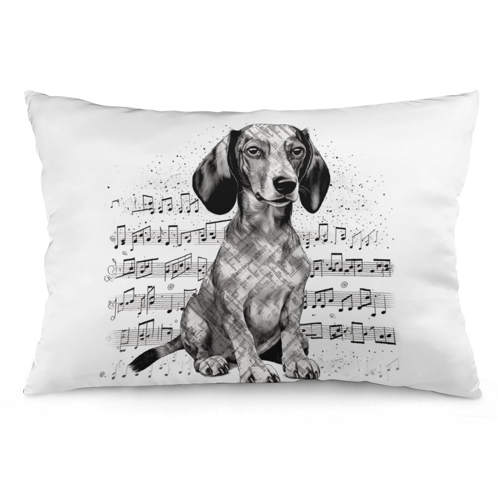 NTVOWPZO 2 Pack Decoration Throw Pillow Covers 20"x30" Pillowcases Covers Dachshund Music Notes Pillowcases Modern Farmhouse Home Decor Sofa Cushions Covers for Couch Bed Living Room