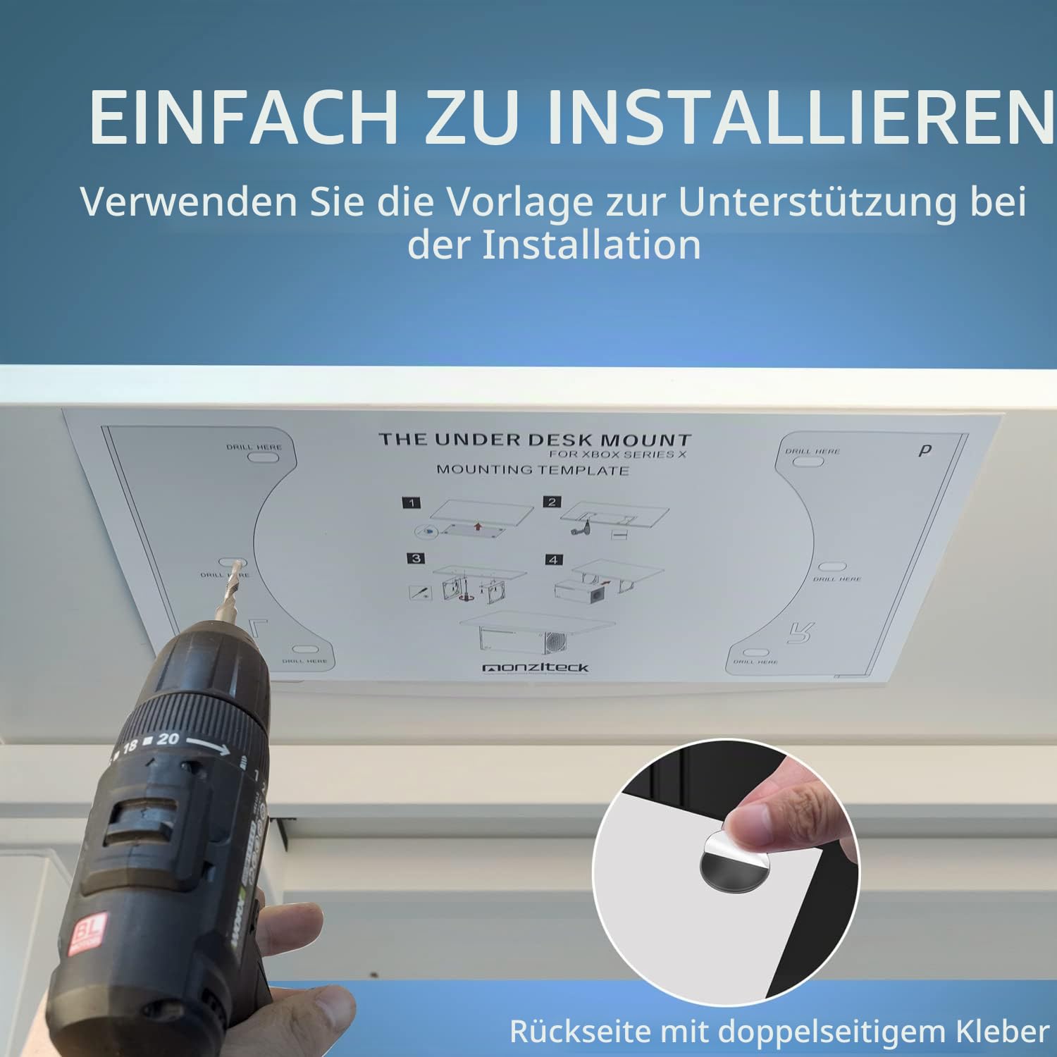 Monzlteck Untertischhalterung für Xbox Serie X, Stealth-Halterung für XSX