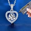 StarGems 1ct Moissanite 925 Silver Platinum Plated&Zirconia Love-Shape Necklace B4591